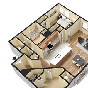 Luxury one bedroom apartment with den